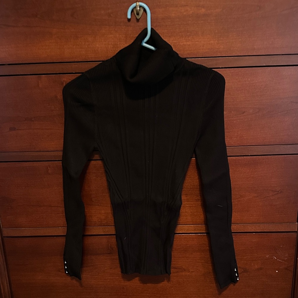 White House Black Market Black Ribbed Turtleneck